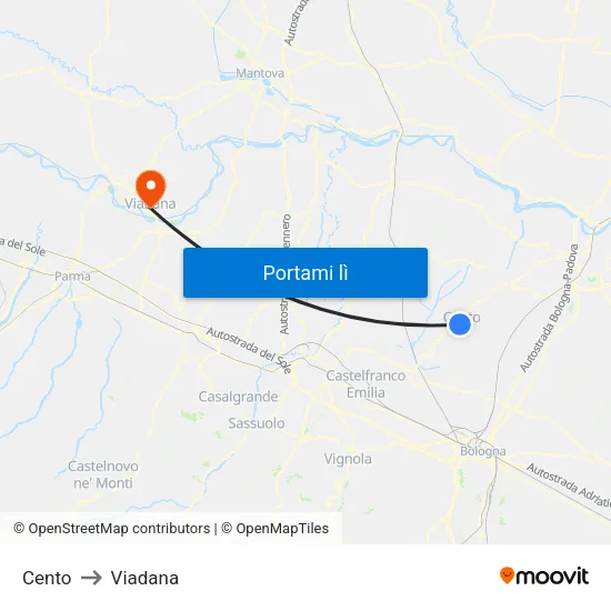 Cento to Viadana map