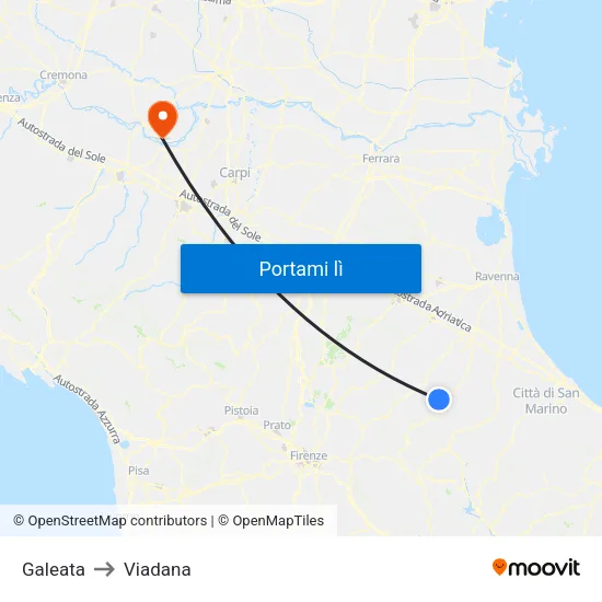 Galeata to Viadana map