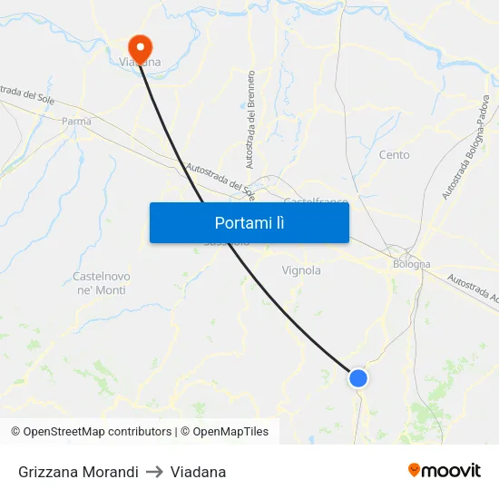 Grizzana Morandi to Viadana map