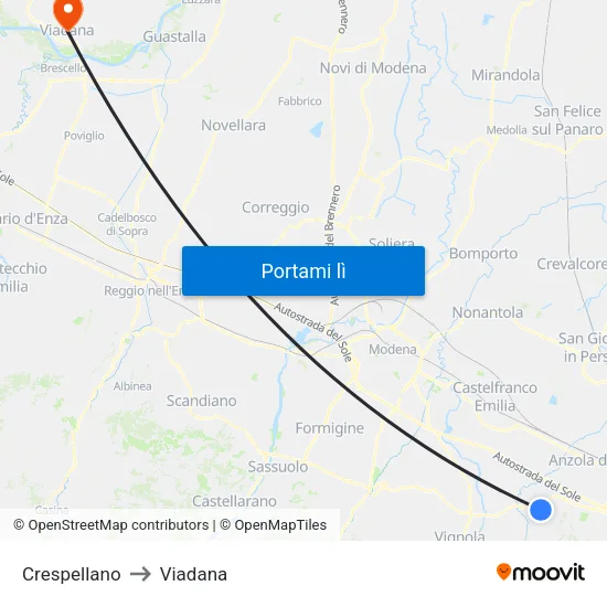 Crespellano to Viadana map