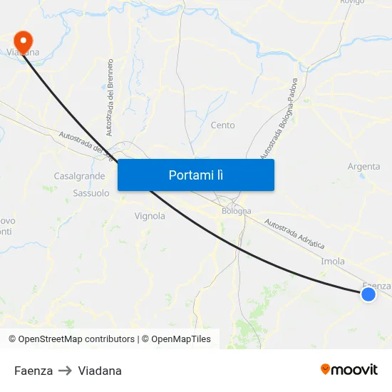 Faenza to Viadana map