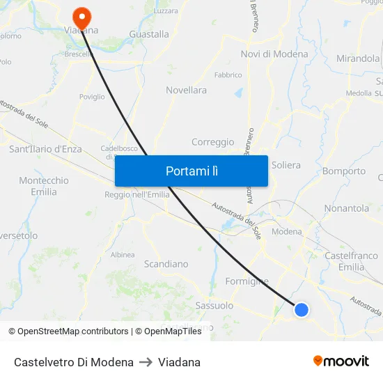 Castelvetro Di Modena to Viadana map