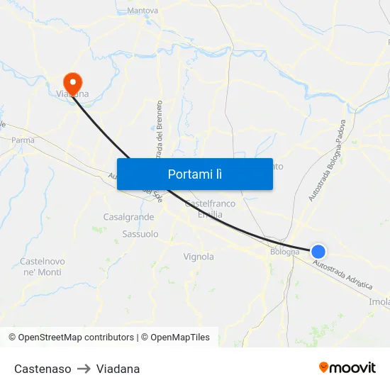 Castenaso to Viadana map