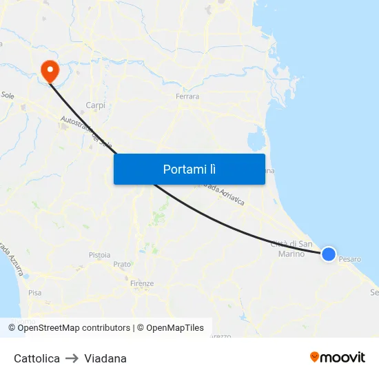 Cattolica to Viadana map