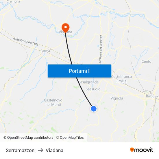 Serramazzoni to Viadana map