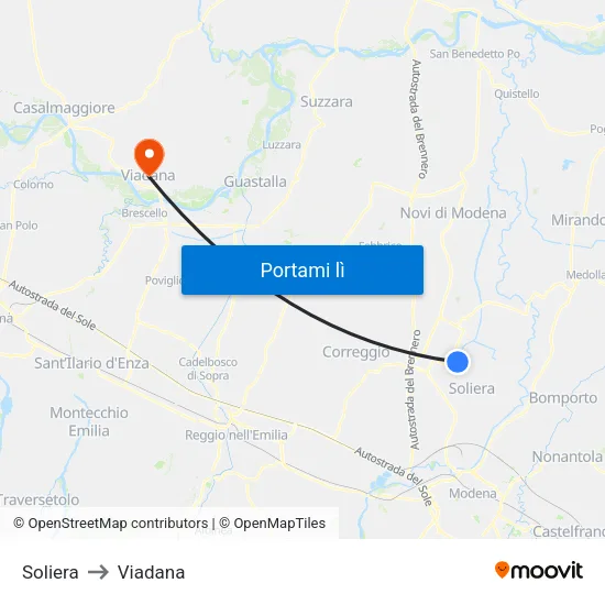 Soliera to Viadana map