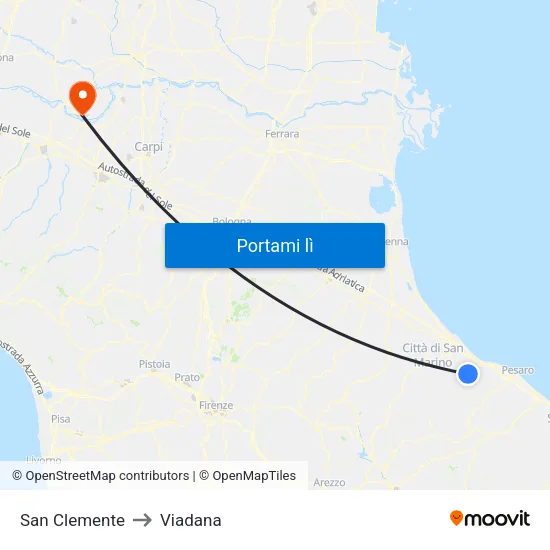 San Clemente to Viadana map