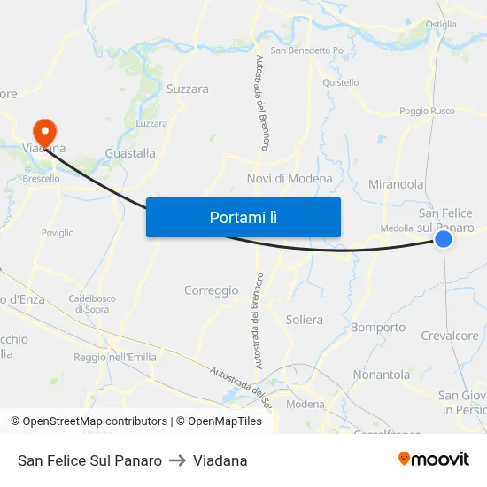 San Felice Sul Panaro to Viadana map