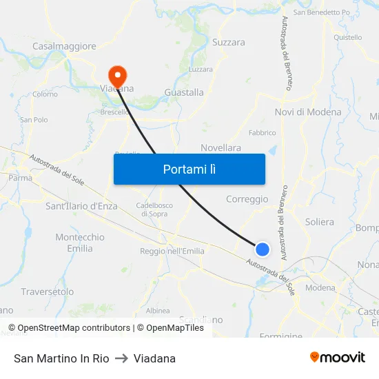 San Martino In Rio to Viadana map