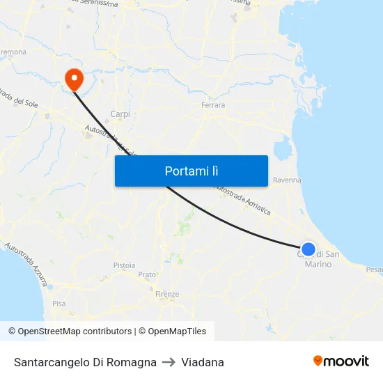 Santarcangelo Di Romagna to Viadana map