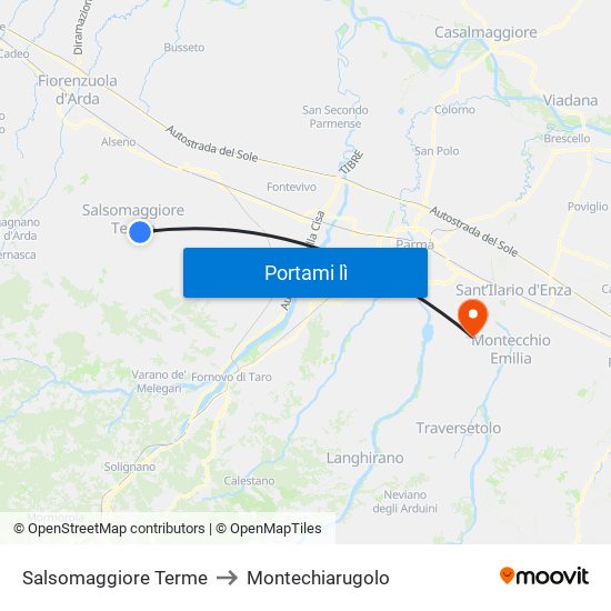Salsomaggiore Terme to Montechiarugolo map
