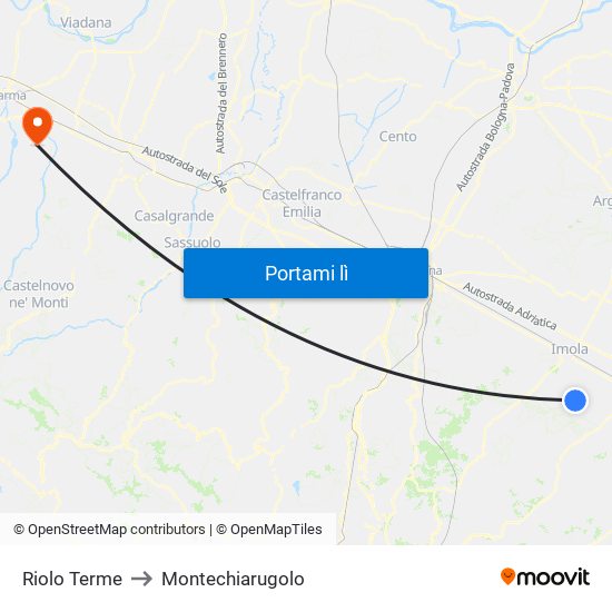 Riolo Terme to Montechiarugolo map