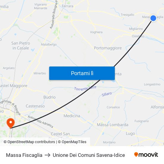 Massa Fiscaglia to Unione Dei Comuni Savena-Idice map