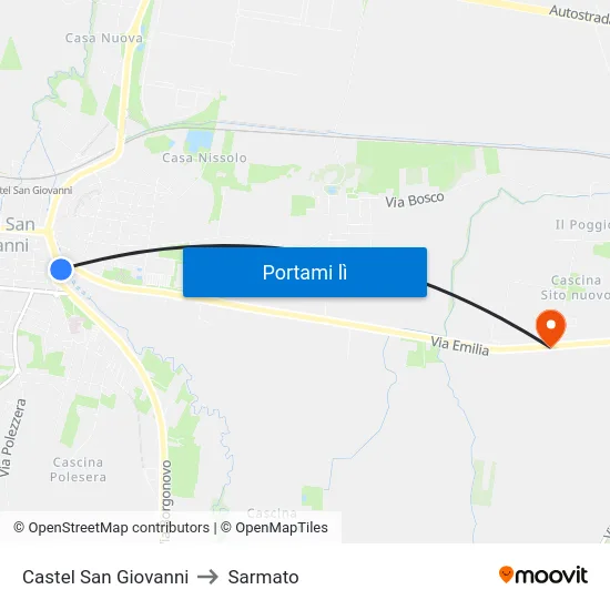 Castel San Giovanni to Sarmato map