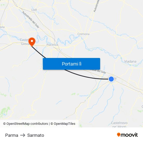 Parma to Sarmato map