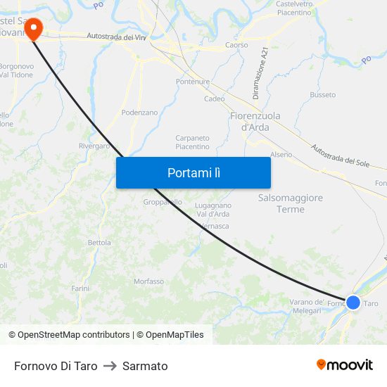 Fornovo Di Taro to Sarmato map