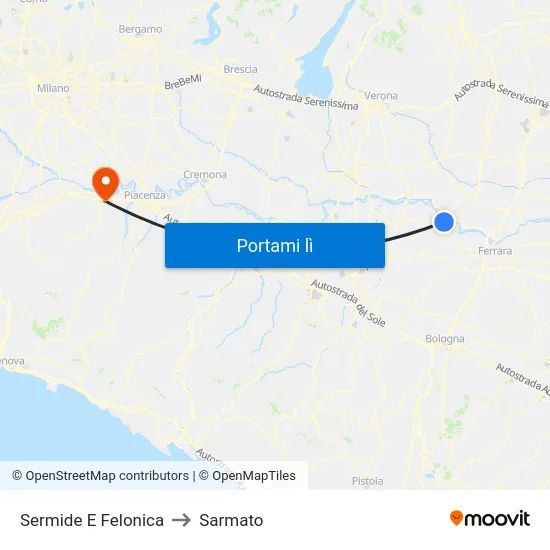 Sermide E Felonica to Sarmato map