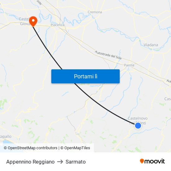 Appennino Reggiano to Sarmato map