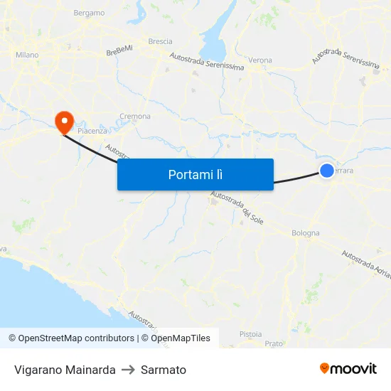 Vigarano Mainarda to Sarmato map