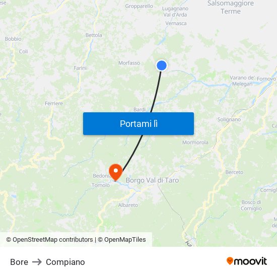 Bore to Compiano map