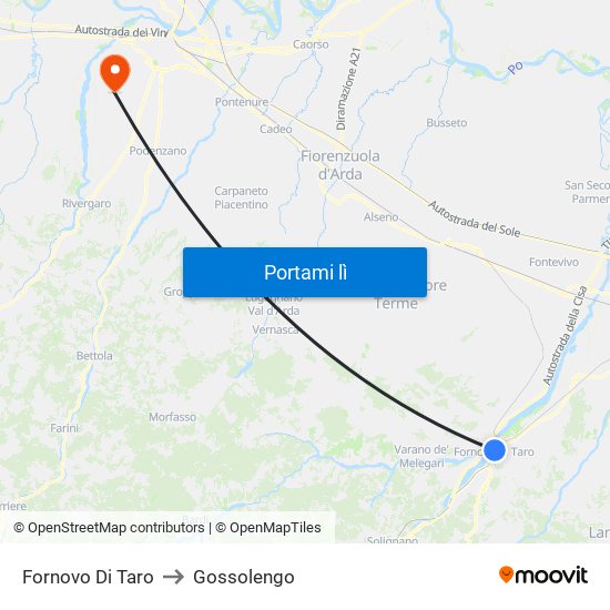 Fornovo Di Taro to Gossolengo map