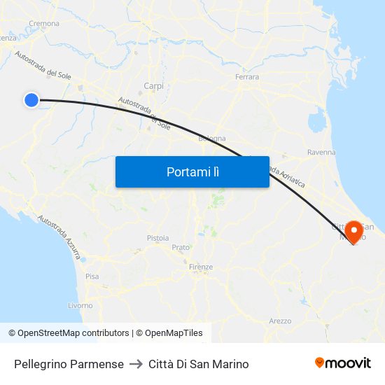 Pellegrino Parmense to Città Di San Marino map