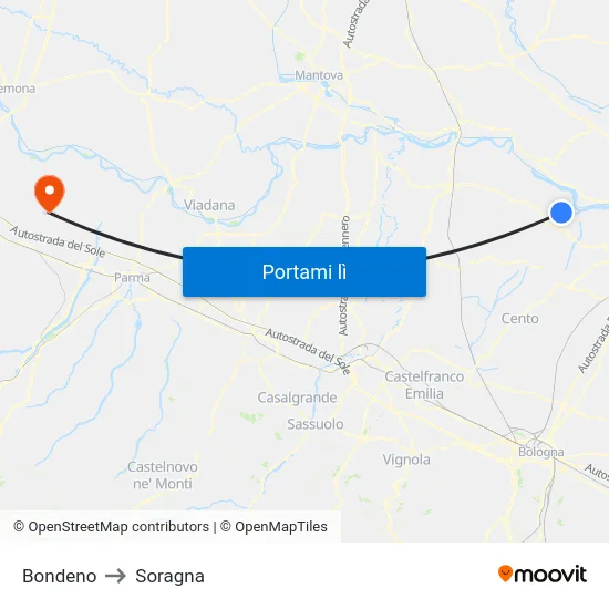 Bondeno to Soragna map