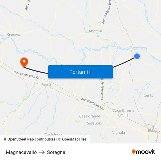 Magnacavallo to Soragna map