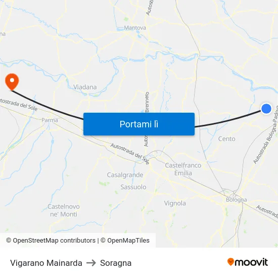 Vigarano Mainarda to Soragna map