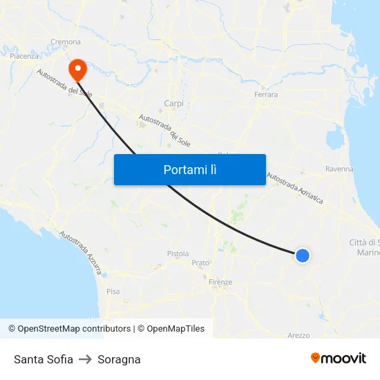 Santa Sofia to Soragna map