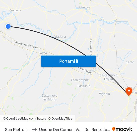 San Pietro In Cerro to Unione Dei Comuni Valli Del Reno, Lavino E Samoggia map
