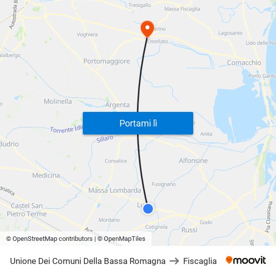 Unione Dei Comuni Della Bassa Romagna to Fiscaglia map