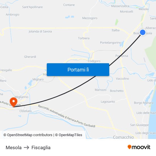 Mesola to Fiscaglia map