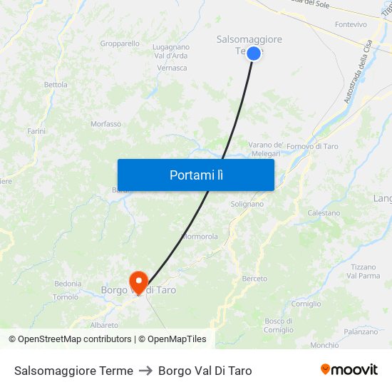 Salsomaggiore Terme to Borgo Val Di Taro map