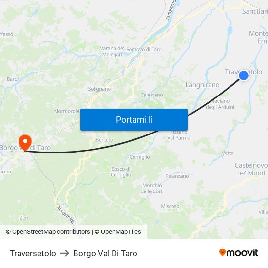 Traversetolo to Borgo Val Di Taro map