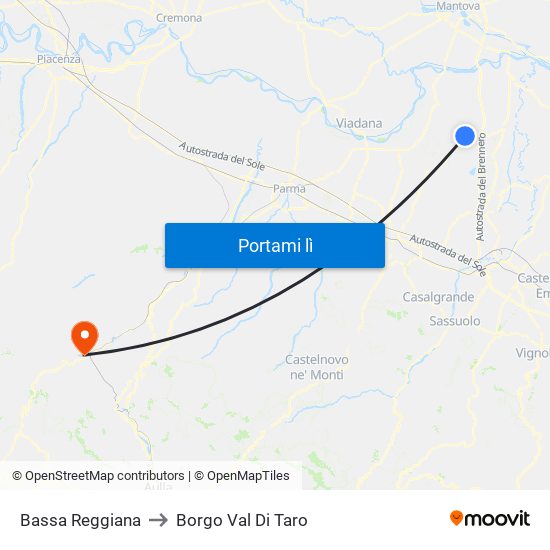 Bassa Reggiana to Borgo Val Di Taro map