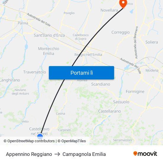 Appennino Reggiano to Campagnola Emilia map