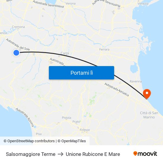 Salsomaggiore Terme to Unione Rubicone E Mare map