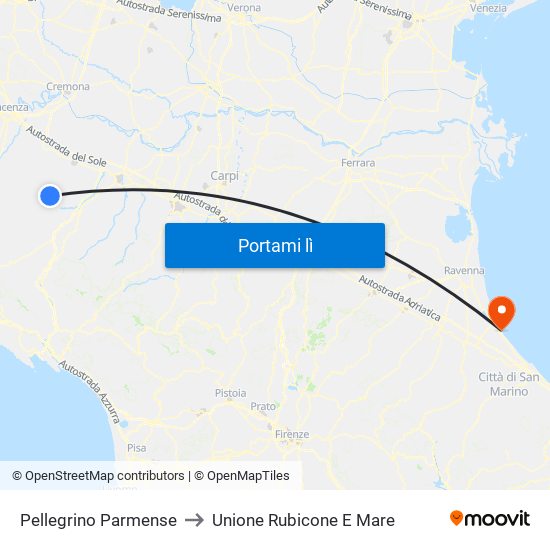 Pellegrino Parmense to Unione Rubicone E Mare map