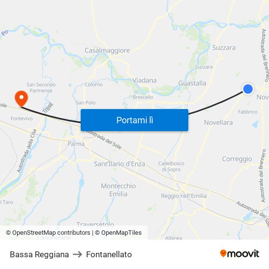 Bassa Reggiana to Fontanellato map