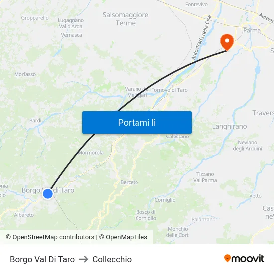 Borgo Val Di Taro to Collecchio map
