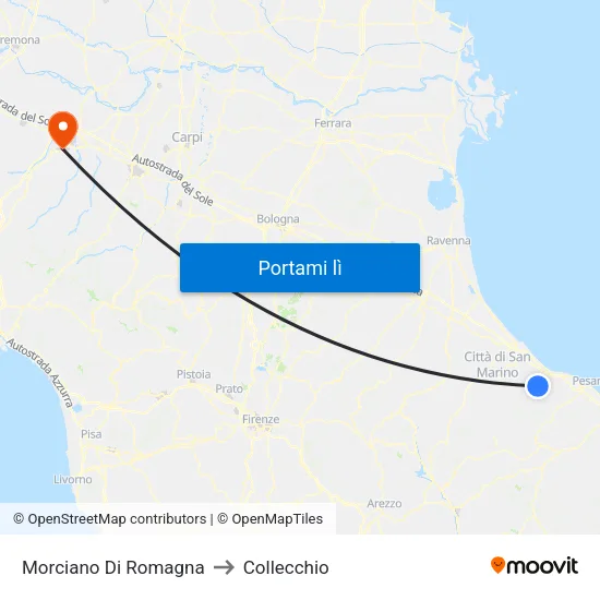 Morciano Di Romagna to Collecchio map
