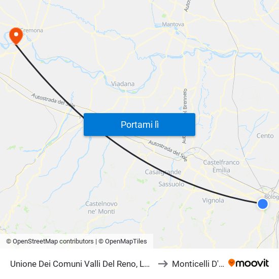 Unione Dei Comuni Valli Del Reno, Lavino E Samoggia to Monticelli D'Ongina map