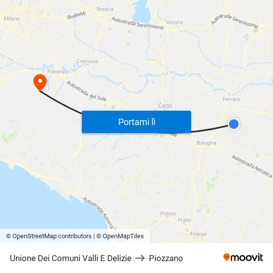 Unione Dei Comuni Valli E Delizie to Piozzano map