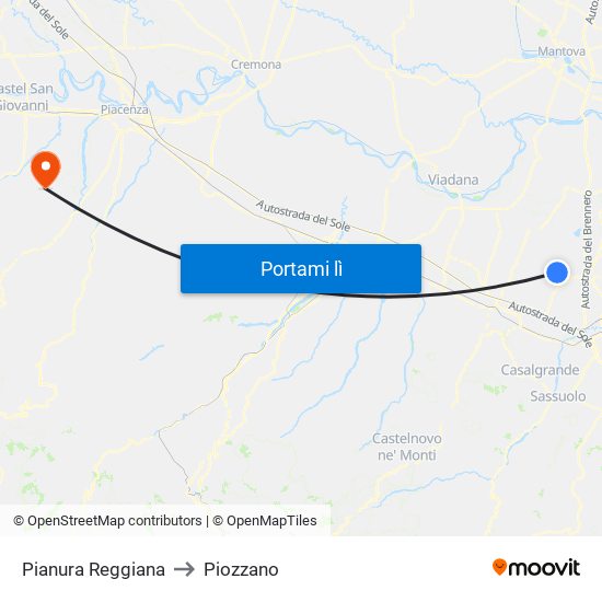 Pianura Reggiana to Piozzano map
