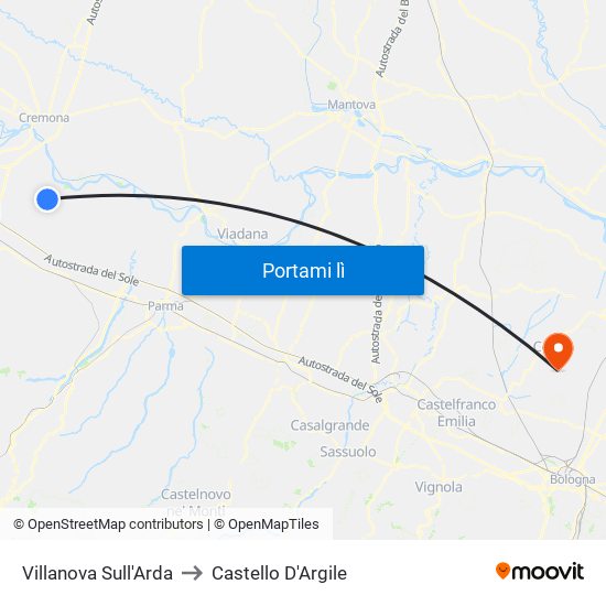 Villanova Sull'Arda to Castello D'Argile map