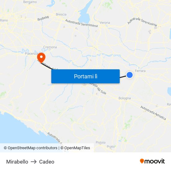 Mirabello to Cadeo map