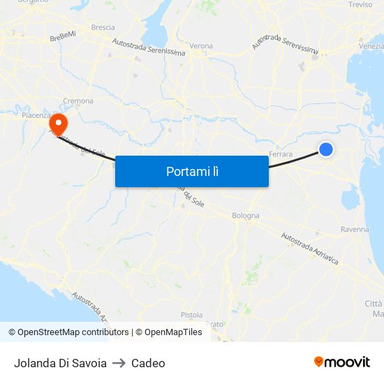Jolanda Di Savoia to Cadeo map
