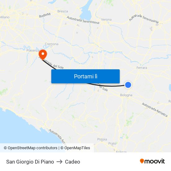 San Giorgio Di Piano to Cadeo map