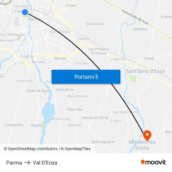 Parma to Val D’Enza map